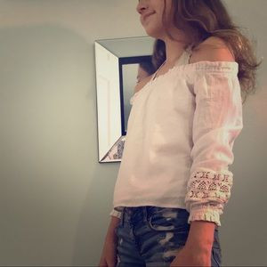 White off the shoulder white blouse